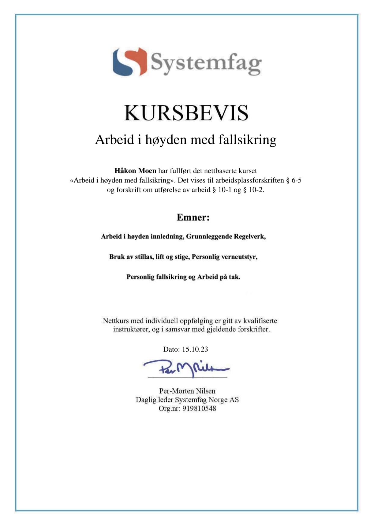 Fallsikrings kurs